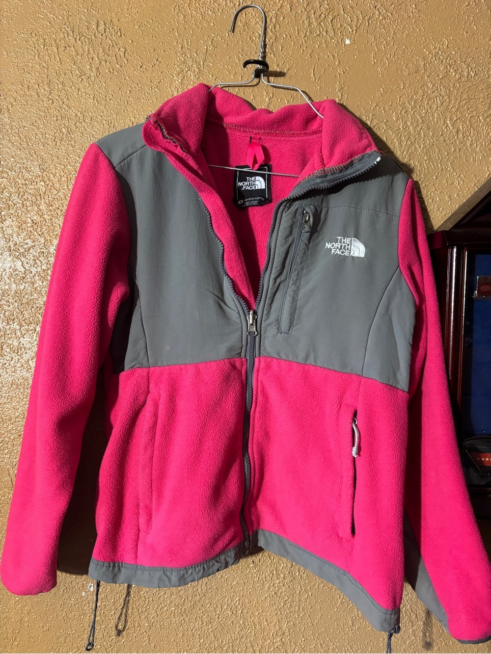 The North Face Women's Hot Pink and Gray Teddy Fleece Jacket